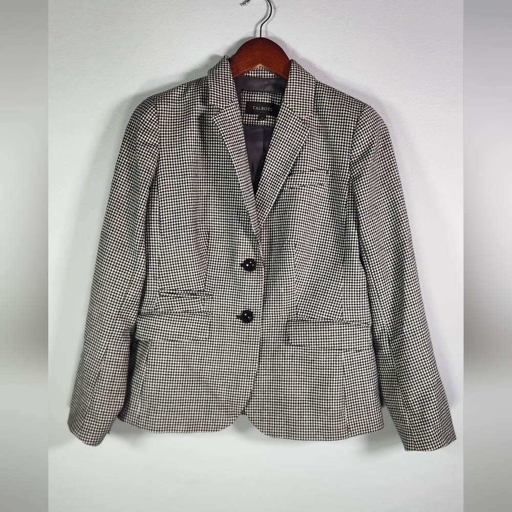 Talbots Classic Houndstooth Long Blazer size 2